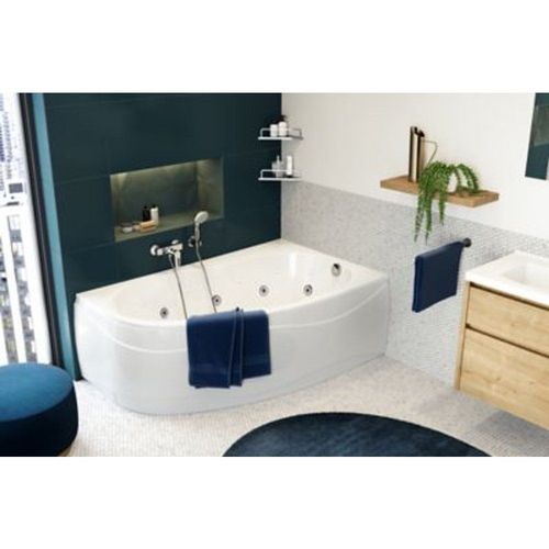 Baignoire baln?o asym?trique angle gauche 160 x 100 cm Allibert Intensea Elba Duo + tablier