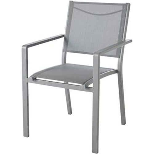 Fauteuil De Jardin En M?Tal Et Toile Goodhome Batz Gris