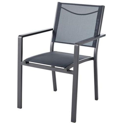 Fauteuil De Jardin En M?Tal Et Toile Goodhome Batz Ebony