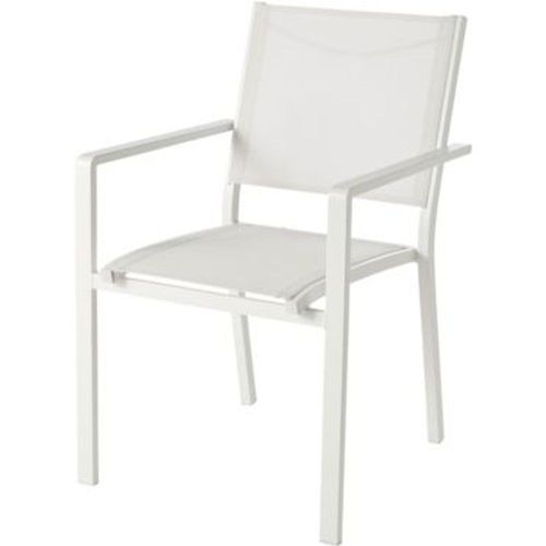 Fauteuil De Jardin En M?Tal Et Toile Goodhome Batz Blanc