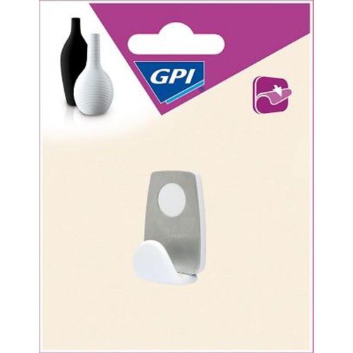 Crochet rond GPI petit mod?le bi-mati?re argent blanc