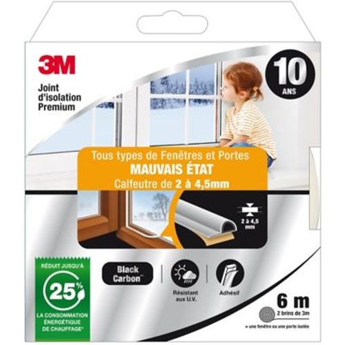 Joint adh?sif porte et fen?tre mauvais ?tat 3M Premium 2 ? 4 5 mm blanc L.6 m