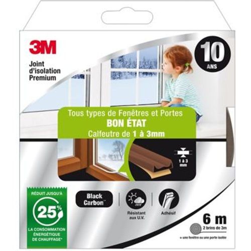 Joint adh?sif porte et fen?tre bon ?tat 3M Premium 1 ? 3 mm marron L.6 m
