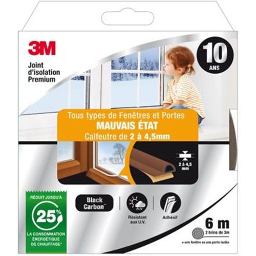 Joint adh?sif porte et fen?tre mauvais ?tat 3M Premium 2 ? 4 5 mm marron L.6 m