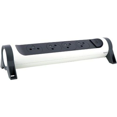 Multiprise 4 prises 2 p?les+terre rotative ? fixer Legrand blanc et gris