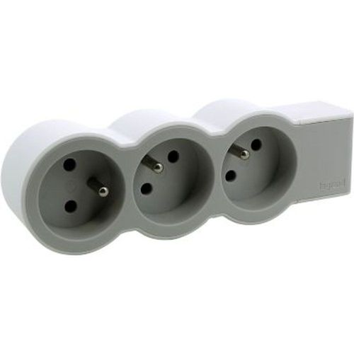 Multiprise 3 prises 2 p?les+terre Legrand blanc et gris