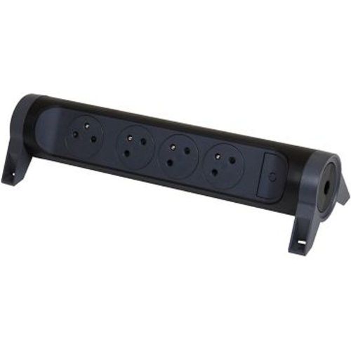 Multiprise 4 prises 2 p?les+terre rotative ? fixer Legrand noir et gris
