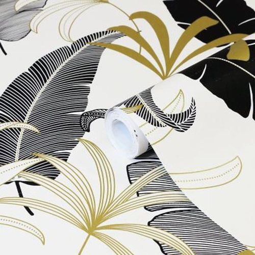 Papier peint intiss? GoodHome Selago noir or et blanc