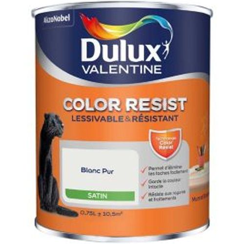 Peinture murs et boiseries Dulux Valentine Color Resist Satin blanc 0.75L