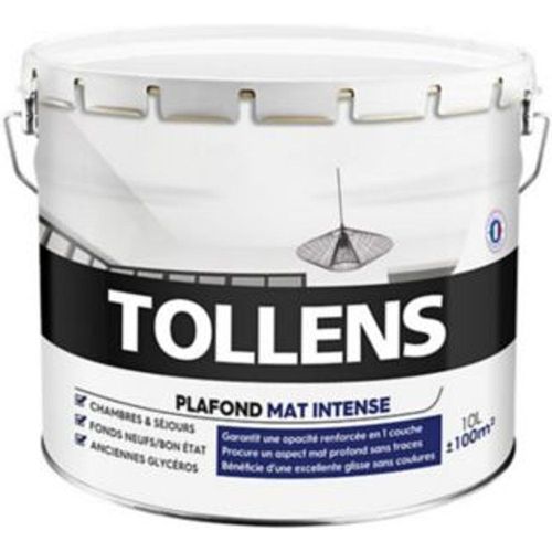 Peinture monocouche plafonds Tollens blanc mat intense 10L