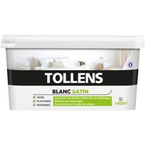 Peinture bicouche murs plafonds et boiseries Tollens blanc satin 5L