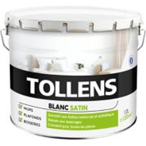 Peinture bicouche murs plafonds et boiseries Tollens blanc satin 10L