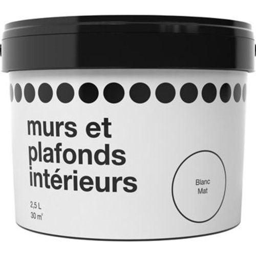 Peinture murs et plafonds blanc mat 2 5L