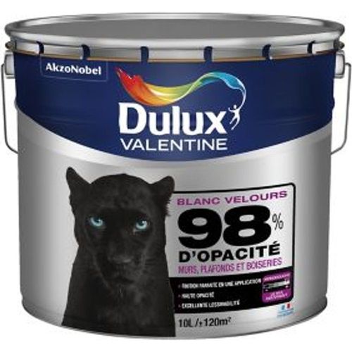 Peinture murs  plafonds et boiseries Dulux Valentine 98% monocouche blanc velours 10L