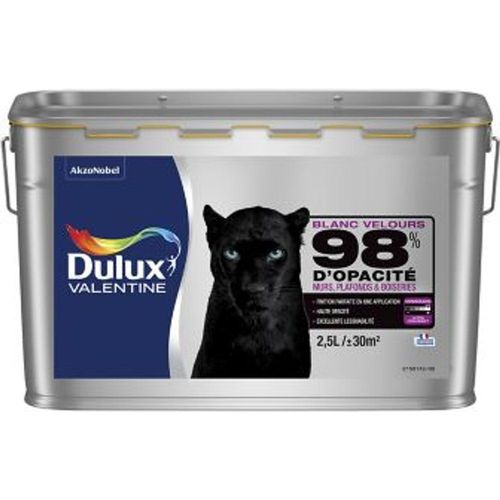 Peinture murs  plafonds et boiseries Dulux Valentine 98% monocouche blanc velours 2 5L