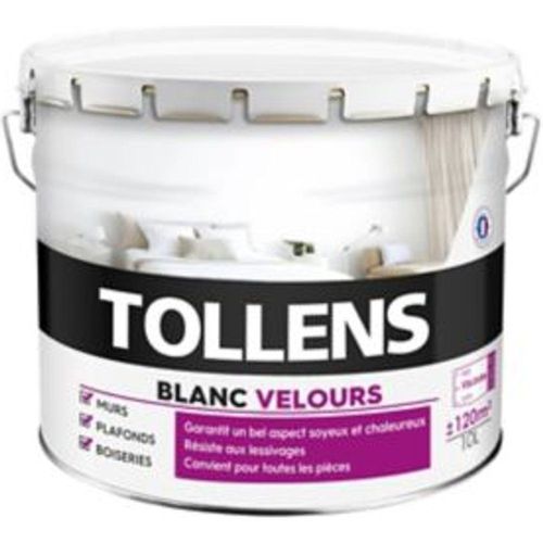Peinture bicouche murs plafonds boiseries Tollens blanc velours 10L