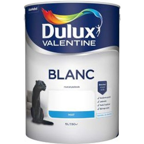Peinture Dulux Valentine murs et plafonds blanc mat 5L