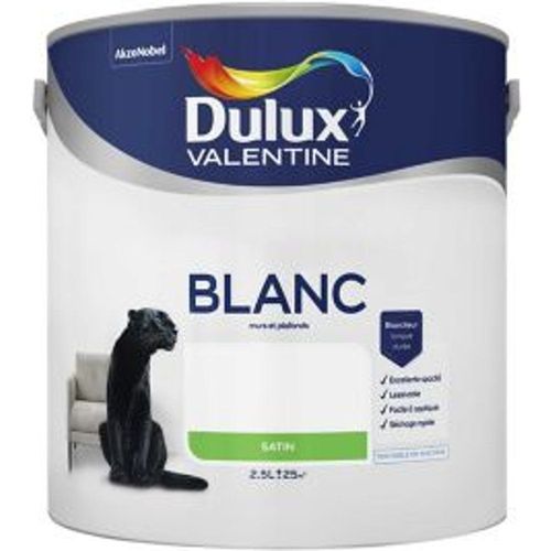 Peinture Dulux Valentine murs et plafonds blanc satin 2 5L