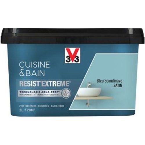 Peinture murs cuisine et bain Resist'Extreme V33 2L bleu
