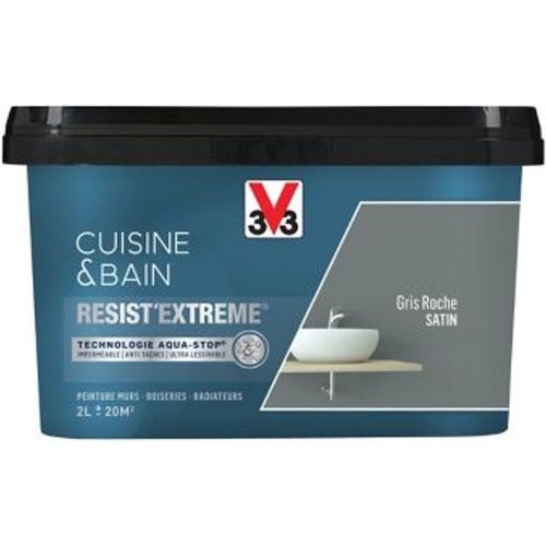 Peinture murs cuisine et bain Resist'Extreme V33 2L gris