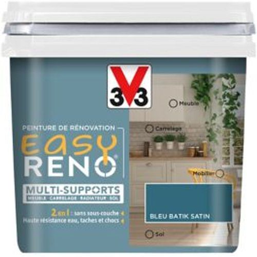 Peinture de r?novation multi-supports V33 Easy Reno bleu batik satin 0 75L
