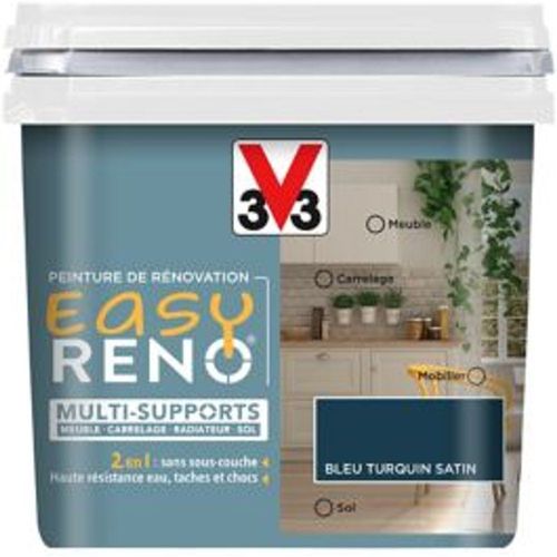 Peinture de r?novation multi-supports V33 Easy Reno bleu turquin satin 0 75L
