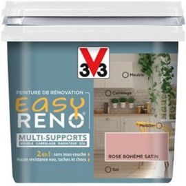 Peinture de r?novation multi-supports V33 Easy Reno rose boh?me satin 0 75L
