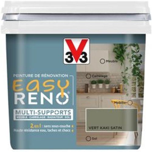 Peinture de r?novation multi-supports V33 Easy Reno vert kaki satin 0 75L