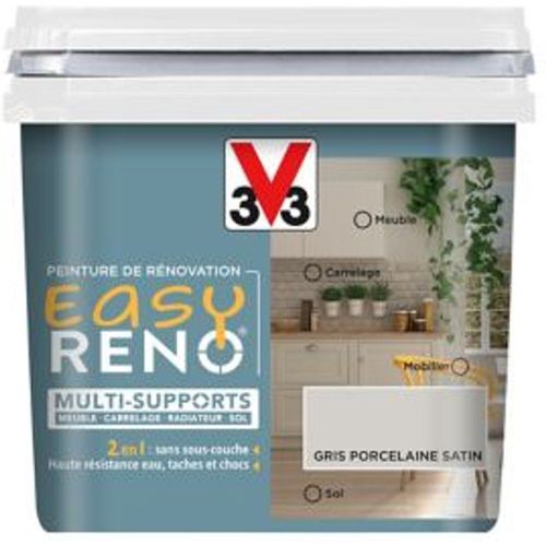 Peinture de r?novation multi-supports V33 Easy Reno gris porcelaine satin 0 75L