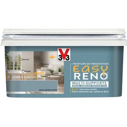 Peinture de r?novation multi-supports V33 Easy Reno bleu gris satin 2L