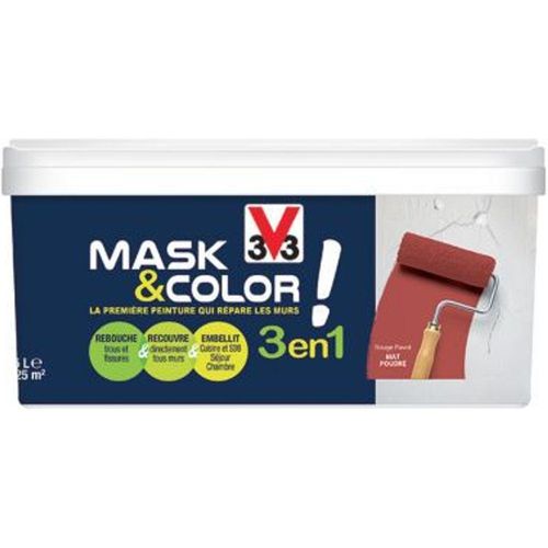Peinture de r?novation multi-supports V33 Mask & color rouge pavot mat 2 5L