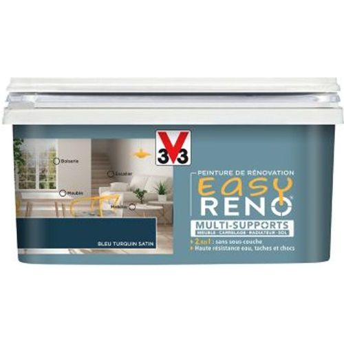 Peinture de r?novation multi-supports V33 Easy Reno bleu turquin satin 2L