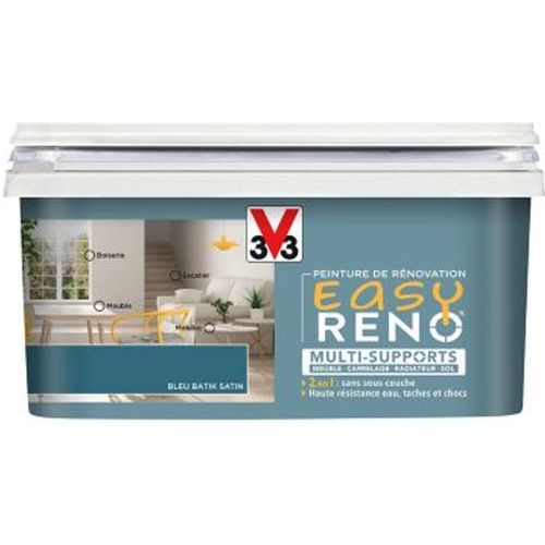 Peinture de r?novation multi-supports V33 Easy Reno bleu batik satin 2L