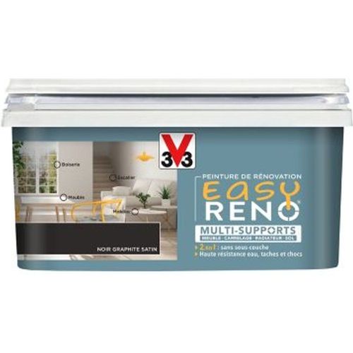 Peinture de r?novation multi-supports V33 Easy Reno noir graphite satin 2L