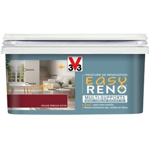 Peinture de r?novation multi-supports V33 Easy Reno rouge persan satin 2L