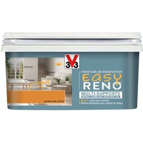 Peinture de r?novation multi-supports V33 Easy Reno jaune miel satin 2L
