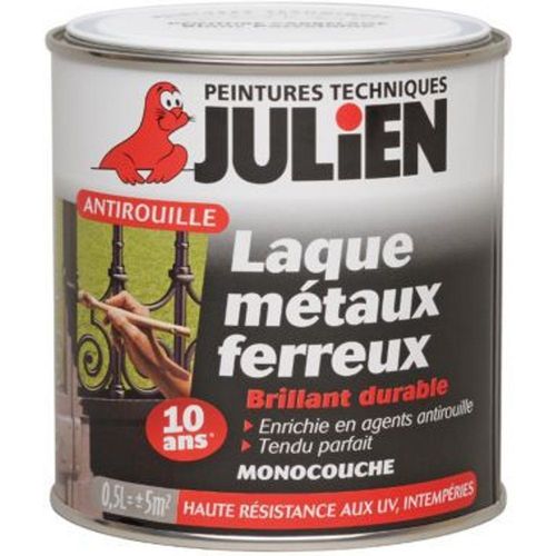 Laque antirouille m?taux ferreux noir brillant Julien 500ml