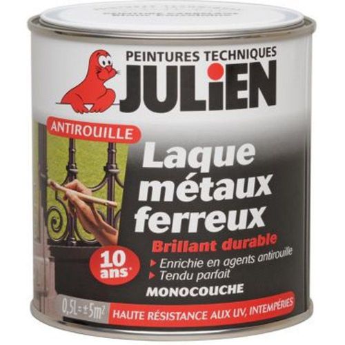 Laque antirouille m?taux ferreux blanc satin Julien 0 5L