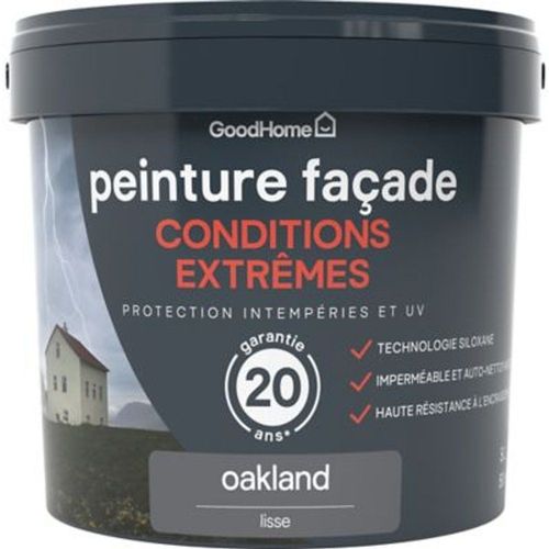 Peinture fa?ade autonettoyante Premium GoodHome gris Oakland 5L