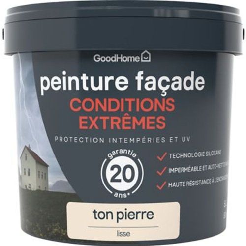 Peinture fa?ade autonettoyante Premium GoodHome ton pierre 5L