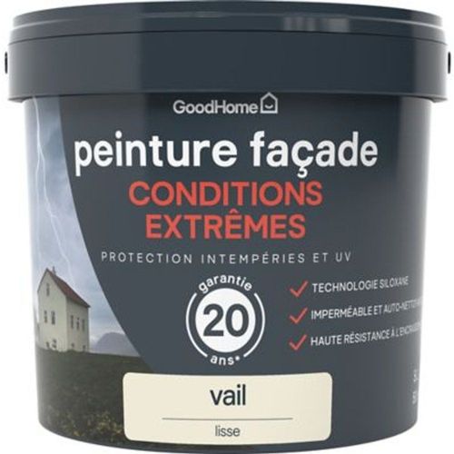 Peinture fa?ade autonettoyante Premium GoodHome cr?me Vail 5L