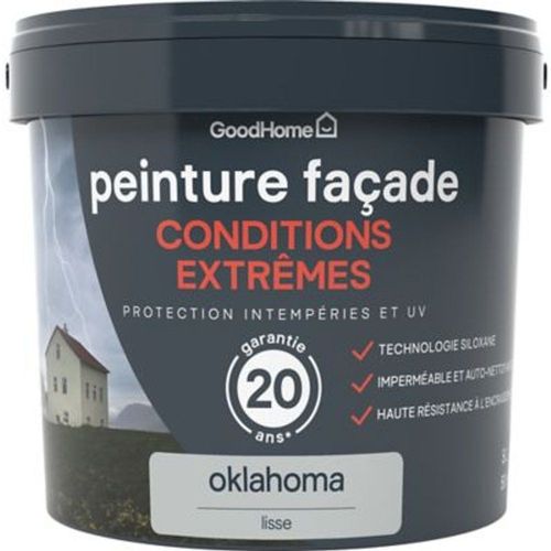 Peinture fa?ade autonettoyante Premium GoodHome gris Oklahoma 5L