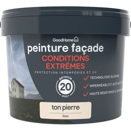 Peinture fa?ade autonettoyante Premium GoodHome ton pierre 10L