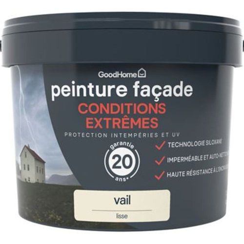 Peinture fa?ade autonettoyante Premium GoodHome cr?me Vail 10L