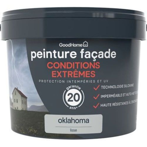 Peinture fa?ade autonettoyante Premium GoodHome gris Oklahoma 10L
