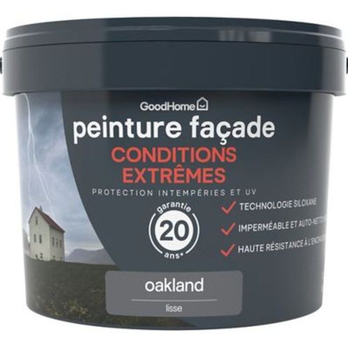 Peinture fa?ade autonettoyante Premium GoodHome gris Oakland 10L