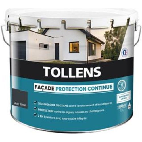 Peinture fa?ade Tollens protection continue ton gris 10L