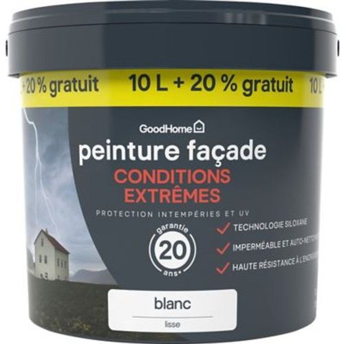 Peinture fa?ade autonettoyante Premium GoodHome blanc 10L +20% gratuit