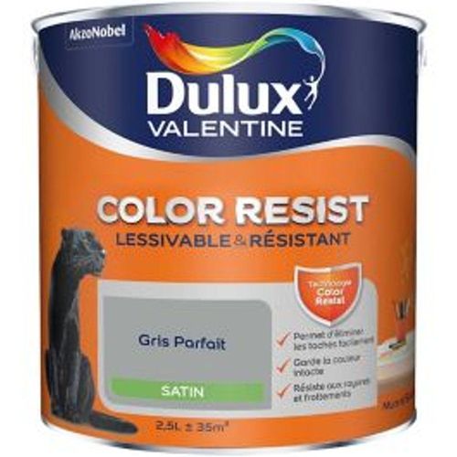 Peinture murs et boiseries Dulux Valentine Color Resist gris parfait satin 2 5L