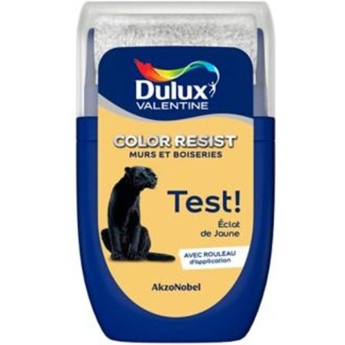 Testeur peinture murs et boiseries Dulux Valentine Color Resist ?clat de jaune mat 30ml